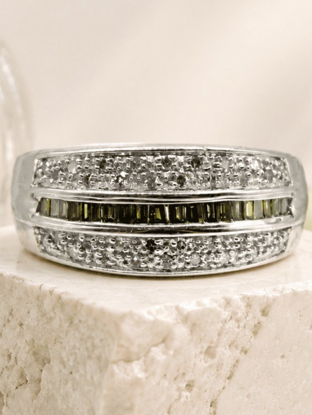 Green Diamond Band Ring